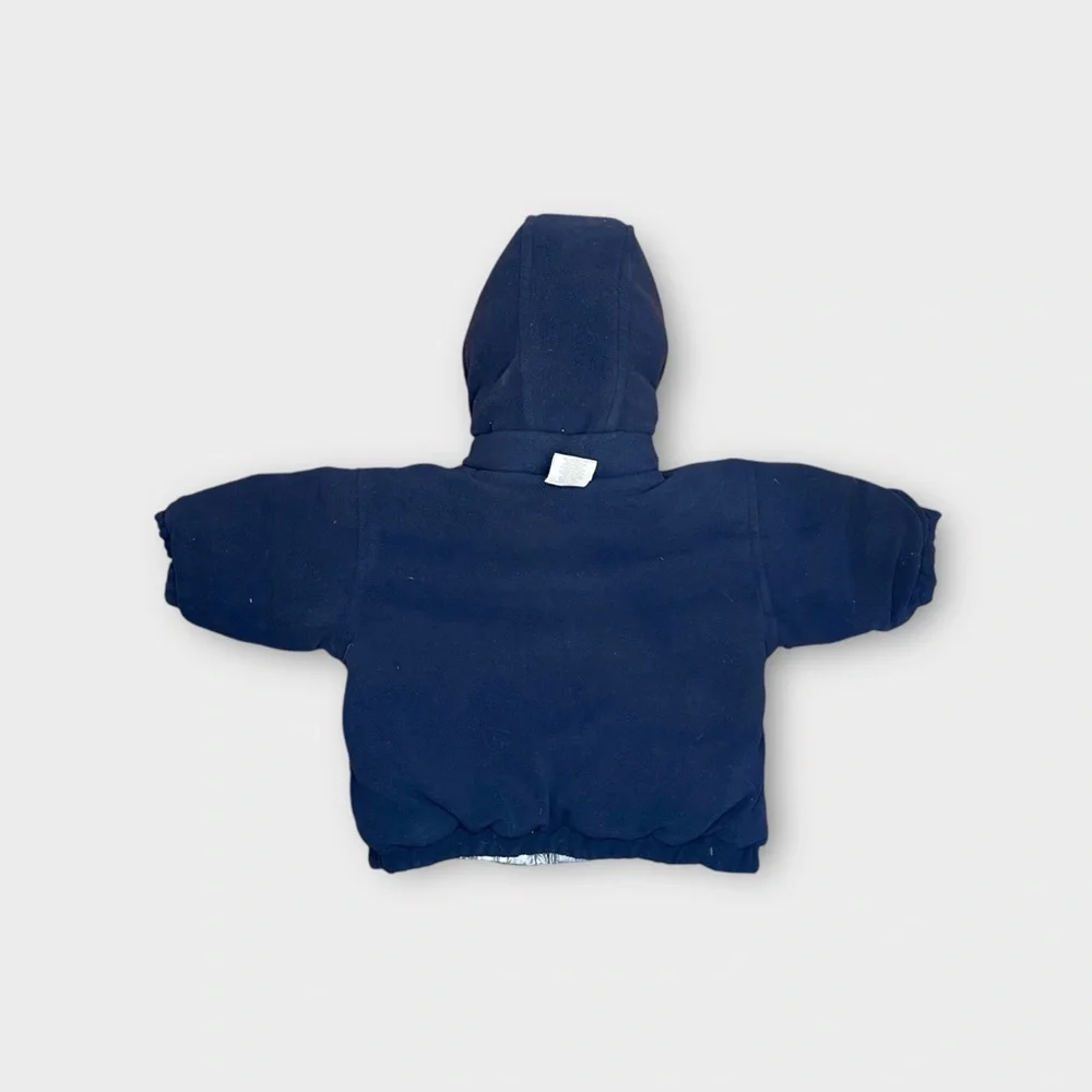 Gap Reversible Silver Puffer Blue Fleece Jacket